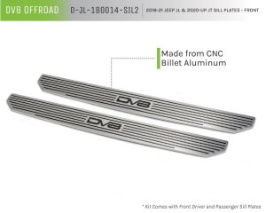 Jeep Wrangler Sill Plates - Front - DV8 Offroad - DV8 Logo - Black - `18-`27